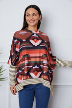 Load image into Gallery viewer, Geometric Striped Splicing Round Neck Blouse
