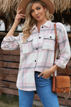 Load image into Gallery viewer, Plaid Dropped Shoulder Pocket Shacket
