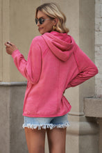 Load image into Gallery viewer, Exposed Seam Drawstring Hooded Jacket with Pockets
