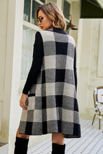 Load image into Gallery viewer, Plaid Open Front Sleeveless Cardigan with Pockets
