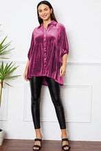Load image into Gallery viewer, Velvet Tiered Button Up Collared Neck Shirt
