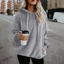 Load image into Gallery viewer, Full Size Quarter-Zip Drawstring Teddy Hoodie
