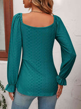 Load image into Gallery viewer, Tie Front V-Neck Puff Sleeve Blouse

