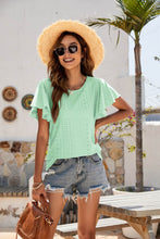 Load image into Gallery viewer, Eyelet Flutter Sleeve Short Sleeve Top
