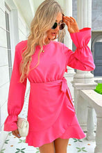 Load image into Gallery viewer, Round Neck Flounce Sleeve Ruffle Hem Mini Dress
