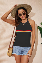 Load image into Gallery viewer, Rainbow Stripe Halter Neck Knit Tank
