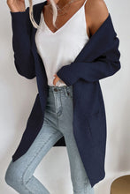 Load image into Gallery viewer, Ribbed Open Front Hooded Cardigan with Pockets
