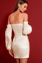 Load image into Gallery viewer, Ruched Off-Shoulder Ruffled Bodycon Dress
