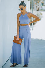 Load image into Gallery viewer, Cropped Tie-Back Cami and Split Pants Set
