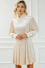 Load image into Gallery viewer, Smocked Mock Neck Lantern Sleeve Mini Dress
