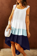 Load image into Gallery viewer, Color Block Square Neck High-Low Midi Dress
