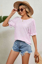 Load image into Gallery viewer, Round Neck Flounce Sleeve Blouse
