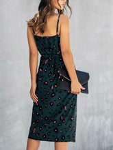 Load image into Gallery viewer, Printed Tie-Waist Spaghetti Strap Dress

