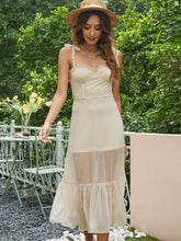 Load image into Gallery viewer, Tie-Shoulder Frill Trim Sweetheart Neck Midi Dress
