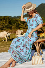 Load image into Gallery viewer, Floral Ruched Puff Sleeve Tiered Maxi Dress
