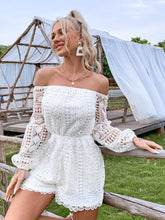 Load image into Gallery viewer, Lace Off-Shoulder Balloon Sleeve Romper
