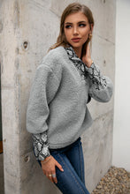 Load image into Gallery viewer, Snakeskin Print Sherpa Quarter-Zip Sweatshirt
