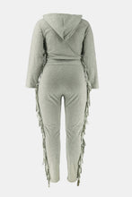 Load image into Gallery viewer, Plus Size Fringe Detail Hoodie and Sweatpants Set
