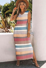 Load image into Gallery viewer, Striped Slit Sleeveless Maxi Dress

