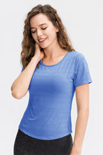 Load image into Gallery viewer, Breathable Cutout Curved Hem Tee Shirt

