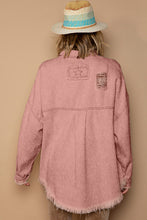 Load image into Gallery viewer, POL Button Down Raw Hem Distressed Shacket
