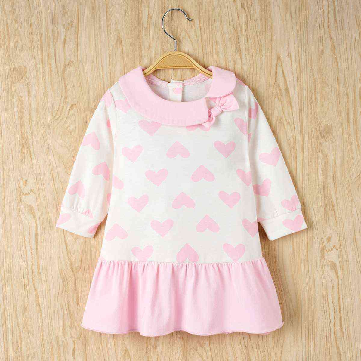 Heart Print Ruffle Hem Dress