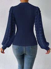 Load image into Gallery viewer, Swiss Dot Waffle-Knit Lantern Sleeve T-Shirt
