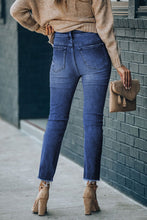 Load image into Gallery viewer, High Waist Raw Hem Skinny Jeans
