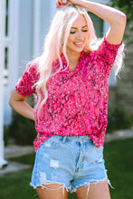 Load image into Gallery viewer, Printed Notched Short Sleeve Blouse

