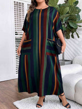 Load image into Gallery viewer, Plus Size Striped Maxi Dress with Pockets
