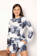 Load image into Gallery viewer, Double Take Tie-Dye Round Neck Top and Shorts Lounge Set
