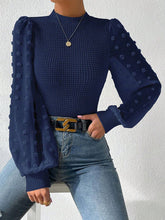 Load image into Gallery viewer, Swiss Dot Waffle-Knit Lantern Sleeve T-Shirt

