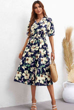 Load image into Gallery viewer, Floral Collared Neck Tiered Midi Dress

