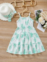 Load image into Gallery viewer, Girls Botanical Print Spaghetti Strap Dress
