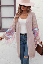 Load image into Gallery viewer, Fringe Sleeve Dropped Shoulder Cardigan
