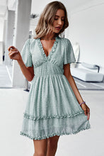 Load image into Gallery viewer, Printed Flutter Sleeve V-Neck Dress
