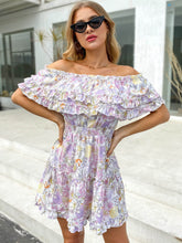 Load image into Gallery viewer, Floral Frill Trim Layered Off-Shoulder Dress
