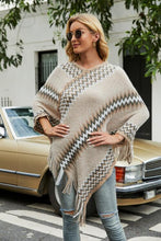 Load image into Gallery viewer, Fringe Hem Striped Cape Sleeve Poncho
