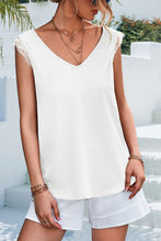 Load image into Gallery viewer, Lace Detail Eyelash Trim V-Neck Tank

