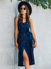 Load image into Gallery viewer, Printed Tie-Waist Spaghetti Strap Dress
