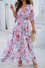Load image into Gallery viewer, Printed Tied Half Sleeve Slit Dress
