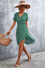 Load image into Gallery viewer, Floral Surplice Neck Flutter Sleeve Dress
