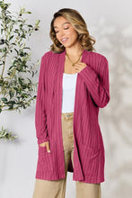 Load image into Gallery viewer, Basic Bae Full Size Ribbed Open Front Cardigan with Pockets
