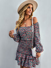 Load image into Gallery viewer, Floral Smocked Off-Shoulder Ruffled Dress
