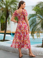 Load image into Gallery viewer, Floral Square Neck Short Sleeve Midi Dress
