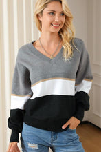 Load image into Gallery viewer, Striped V-Neck Long Sleeve Sweater
