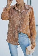 Load image into Gallery viewer, Textured Collared Neck Curved Hem Shirt
