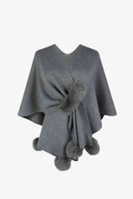 Load image into Gallery viewer, Surplice Neck Pom-Pom Trim Poncho
