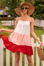 Load image into Gallery viewer, Colorblock Ruffle Hem Cami Dress
