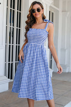 Load image into Gallery viewer, Plaid Frill Trim Tie Shoulder Dress
